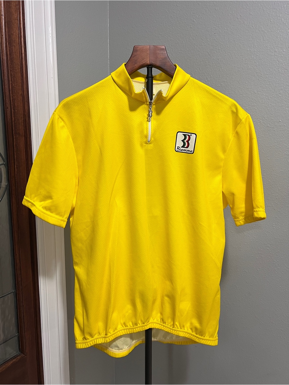 Vintage 90s Biemme Italy Yellow Cycling Jersey L 4